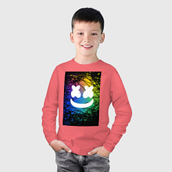 Лонгслив хлопковый детский Смайлик улыбка, цвет: коралловый — фото 2