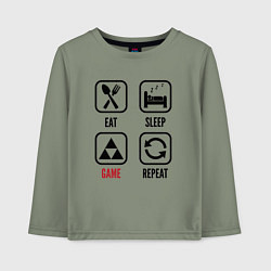 Лонгслив хлопковый детский Eat - sleep - Zelda - repeat, цвет: авокадо