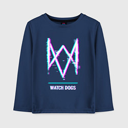 Лонгслив хлопковый детский Watch Dogs в стиле glitch и баги графики, цвет: тёмно-синий