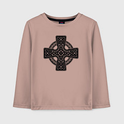 Лонгслив хлопковый детский Кельтский крест, цвет: пыльно-розовый