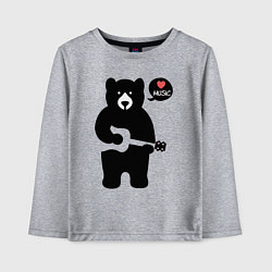 Детский лонгслив Мишка любит музыку