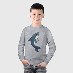 Лонгслив хлопковый детский Недовольная плюшевая акула, цвет: меланж — фото 2