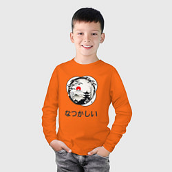Лонгслив хлопковый детский Ностальгия - японские иероглифы, цвет: оранжевый — фото 2