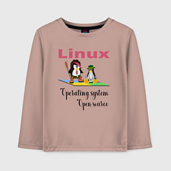 Детский лонгслив Линукс пингвин система