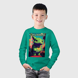 Лонгслив хлопковый детский Ядовитый покемон - бульбазавр, цвет: зеленый — фото 2