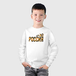 Лонгслив хлопковый детский Россия: в стиле хохлома, цвет: белый — фото 2