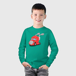 Лонгслив хлопковый детский Красный мультяшный тягач, цвет: зеленый — фото 2