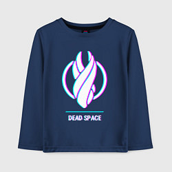 Лонгслив хлопковый детский Dead Space в стиле glitch и баги графики, цвет: тёмно-синий