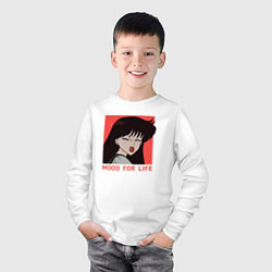 Лонгслив хлопковый детский Рей Хино, цвет: белый — фото 2