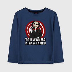 Лонгслив хлопковый детский You wanna play a game, цвет: тёмно-синий