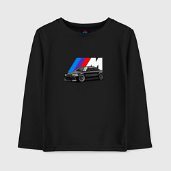 Лонгслив хлопковый детский БМВ на фоне m performance, цвет: черный