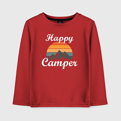 Лонгслив хлопковый детский Happy camper, цвет: красный