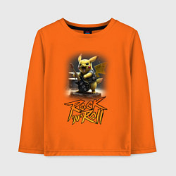 Лонгслив хлопковый детский Пикачу Рокnroll, цвет: оранжевый