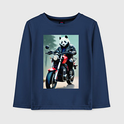 Лонгслив хлопковый детский Panda - cool biker, цвет: тёмно-синий