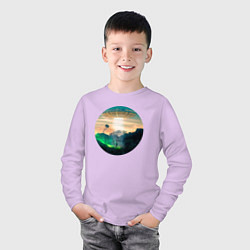 Лонгслив хлопковый детский НЛО на горе, цвет: лаванда — фото 2