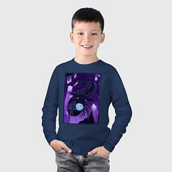 Лонгслив хлопковый детский Subnautica подводный монстр, цвет: тёмно-синий — фото 2
