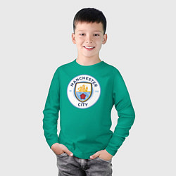 Лонгслив хлопковый детский Manchester City FC, цвет: зеленый — фото 2