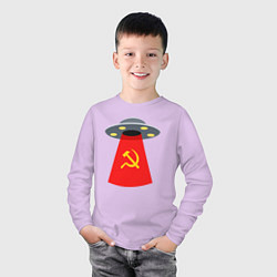 Лонгслив хлопковый детский Тарелка СССР, цвет: лаванда — фото 2