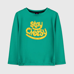 Лонгслив хлопковый детский Stay cheesy, цвет: зеленый