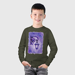 Лонгслив хлопковый детский Фиолетовый уличный фонарь, цвет: меланж-хаки — фото 2