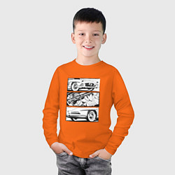 Лонгслив хлопковый детский Mercedes-Benz 300SL Roadster V2, цвет: оранжевый — фото 2