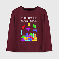 Лонгслив хлопковый детский Tetris - the game is never over, цвет: меланж-бордовый