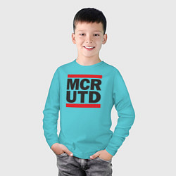 Лонгслив хлопковый детский Run Manchester United, цвет: бирюзовый — фото 2