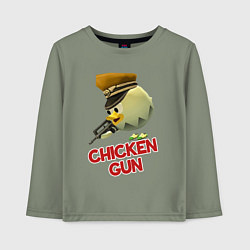 Лонгслив хлопковый детский Chicken Gun logo, цвет: авокадо
