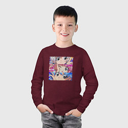 Лонгслив хлопковый детский Сейлор Мун ТРИО, цвет: меланж-бордовый — фото 2