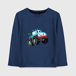 Лонгслив хлопковый детский Синий машинка, цвет: тёмно-синий