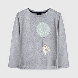 Лонгслив хлопковый детский Милый кролик с шариком в цветочек, цвет: меланж