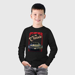 Лонгслив хлопковый детский Классика автомобиль Chevrolet Impala, цвет: черный — фото 2