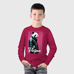 Лонгслив хлопковый детский Панда - модный чувак, цвет: маджента — фото 2