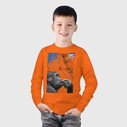 Лонгслив хлопковый детский Мыслитель по Дарвину, цвет: оранжевый — фото 2