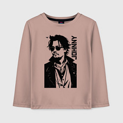 Лонгслив хлопковый детский Johnny Depp - graphics, цвет: пыльно-розовый