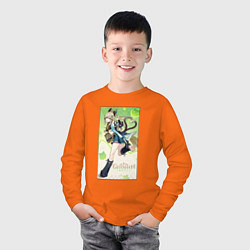 Лонгслив хлопковый детский Кирара Геншин импакт, цвет: оранжевый — фото 2