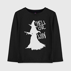 Лонгслив хлопковый детский Hell or win white, цвет: черный