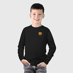 Лонгслив хлопковый детский ФК Барселона эмблема, цвет: черный — фото 2
