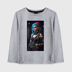 Лонгслив хлопковый детский Jinx model Arcane League of Legends, цвет: меланж