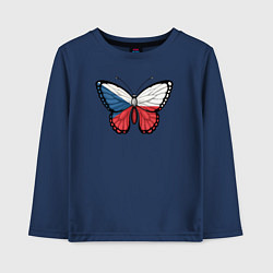 Лонгслив хлопковый детский Чехия бабочка, цвет: тёмно-синий