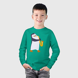 Лонгслив хлопковый детский Пингвин играет на инструменте, цвет: зеленый — фото 2