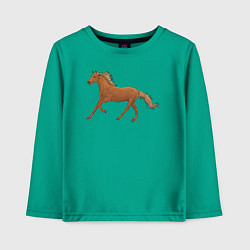 Лонгслив хлопковый детский Конь бежит, цвет: зеленый