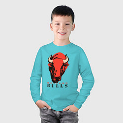Лонгслив хлопковый детский Chicago bull, цвет: бирюзовый — фото 2