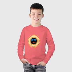 Лонгслив хлопковый детский Солнце в очках, цвет: коралловый — фото 2