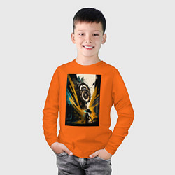 Лонгслив хлопковый детский Звуковая волна - Хуф и Ся, цвет: оранжевый — фото 2