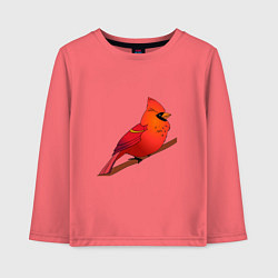 Детский лонгслив Птица красный кардинал
