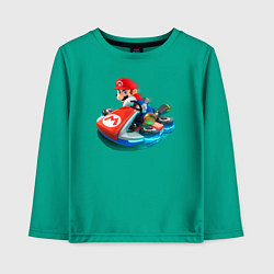 Лонгслив хлопковый детский Марио на машине, цвет: зеленый
