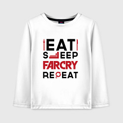 Лонгслив хлопковый детский Надпись: eat sleep Far Cry repeat, цвет: белый