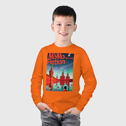 Лонгслив хлопковый детский MoMo - детский пляж на Красной площади в Москве, цвет: оранжевый — фото 2