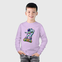 Лонгслив хлопковый детский Космонавт на скейтборде, цвет: лаванда — фото 2